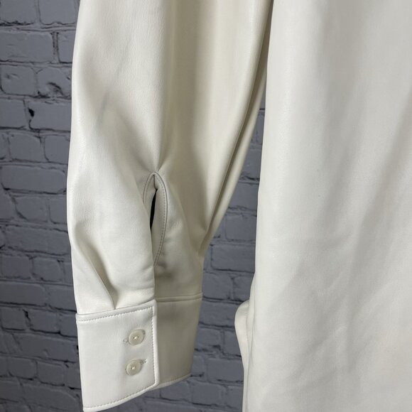 Abercrombie & Fitch Ivory Faux Leather Oversized Shacket Jacket Size Small S - Picture 10 of 15